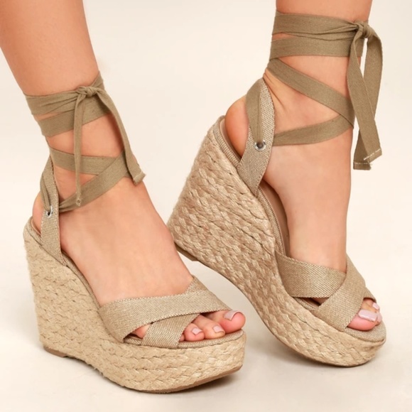 Lulus Shoes - NWOT Lulu's Esme Espadrille Lace-Up Wedge